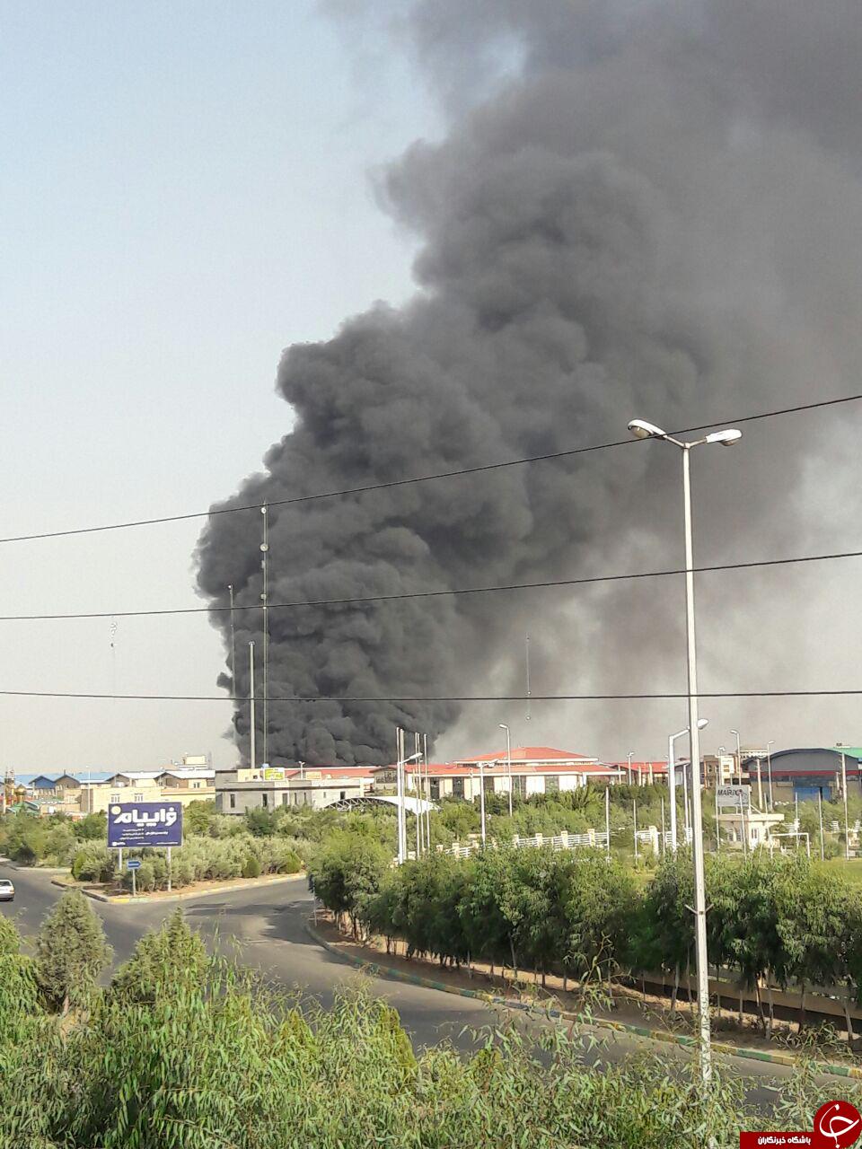 آتش‌سوزی گسترده در شهرک صنعتی پرند + فیلم