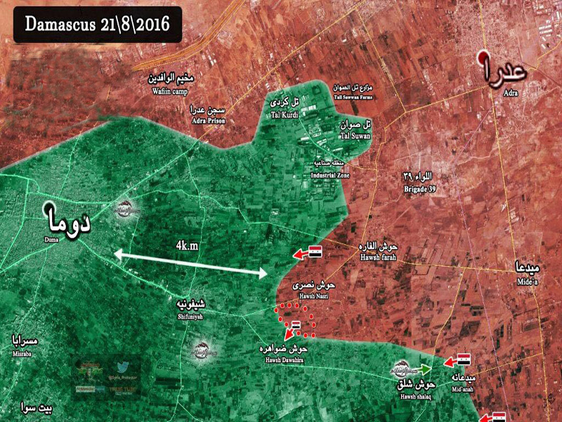 آمپاس شدید تروریست‌های جیش الاسلام و جیش الفتح در شمال و جنوب/ارتش سوریه با 