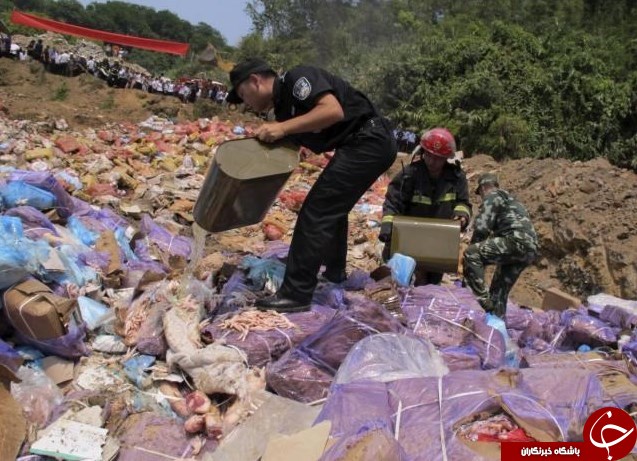 امحای گوشت قاچاق آمریکایی در چین + تصاویر