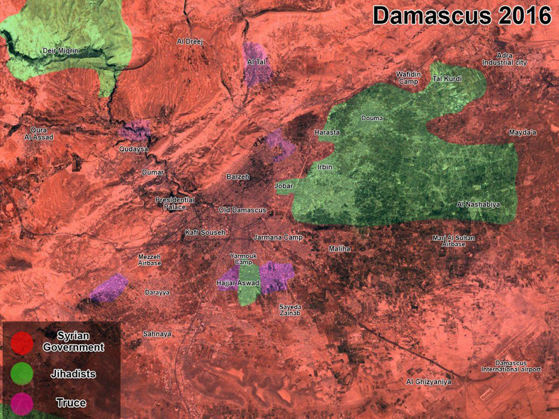 بررسی تحولات میدانی ریف دمشق در سال 2013 و 2016+ نقشه و جزئیات