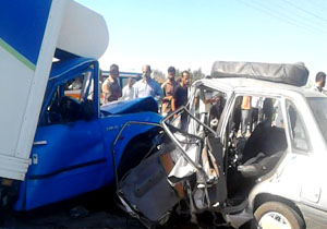 تصادف شدید پراید با نیسان با 5 کشته + فیلم