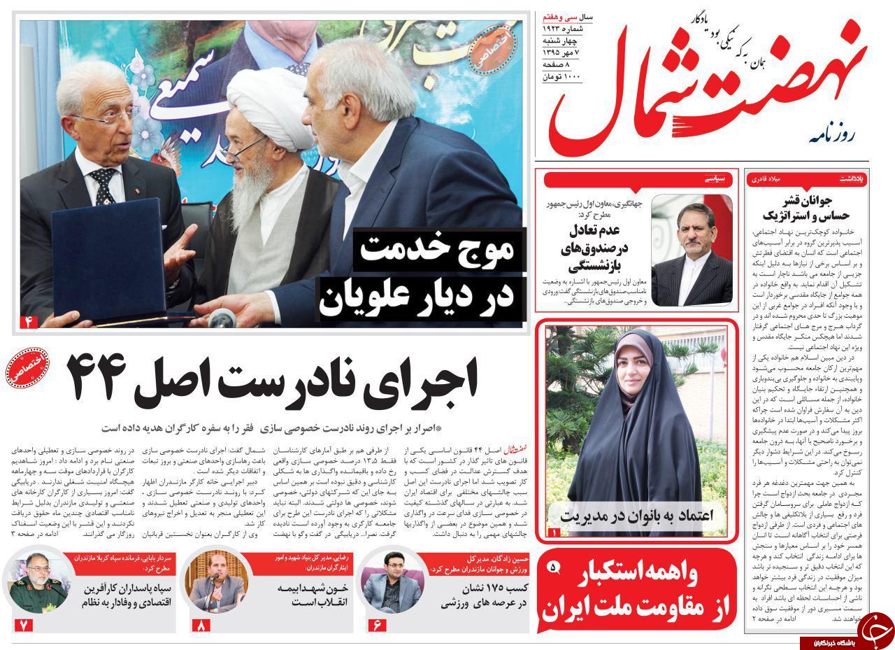 صفحه نخست روزنامه های استان چهارشنبه 7 مهرماه صفحه نخست روزنامه های استان چهارشنبه 7 مهرماه