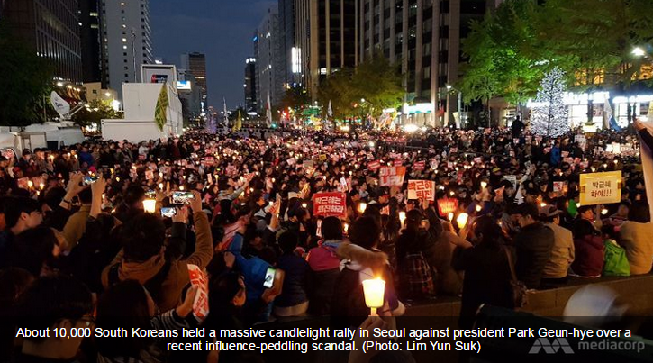 تظاهرات گسترده مردم سئول علیه رئیس‌جمهور کره جنوبی