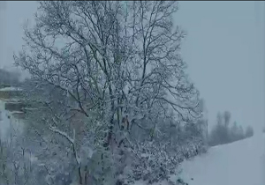 بارش زیبای برف و سفیدپوش شدن روستای بایرام خواجه + فیلم