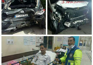 مصدومیت 2 مامور اورژانس اصفهان در تصادف رانندگی