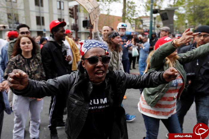 تظاهرات حامیان و مخالفان دونالد ترامپ در کالیفرنیا به خشونت کشیده شد+ تصاویر