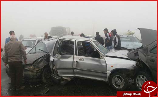 تصادف بیش از ۵۰ خودرو در محورهای خراسان رضوی/ مرگ یک کودک در تصادف زنجیره‌ای اتوبان مشهد + تصاویر