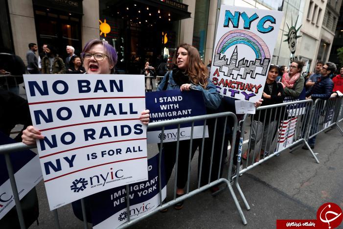 تظاهرات مردم نیویورک در پی ورود ترامپ به این شهر+تصاویر