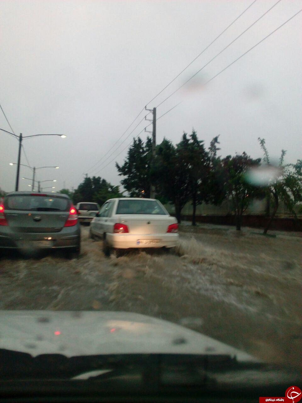 نتیجه یک ساعت بارش باران در بلوار هجرت + تصاویر