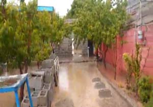 خسارت باران به منازل مسکونی در فخرآباد + فیلم
