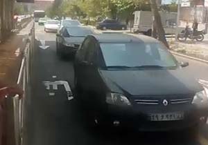 تردد خودروها از خطوط بی.آر.تی خیابان ولیعصر! + فیلم