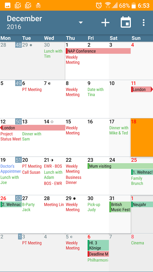 دانلود aCalendar+ Calendar & Tasks 1.16.5 - تقویم حرفه ای شمسی
