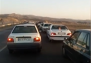 ترافیک سنگین به علت وضعیت نامناسب جاده تبریز - اهر + فیلم