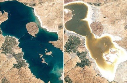 کاهش سطح آب دریاچه ارومیه نسبت به سال قبل