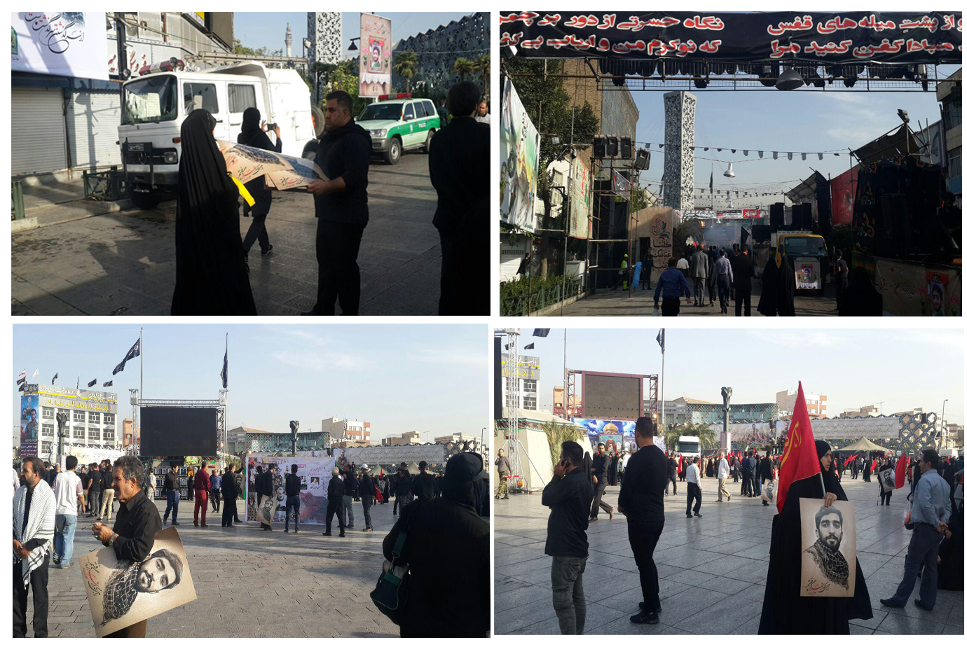 حال و هوای میدان امام حسین(ع) با شروع مراسم تشییع + فیلم و تصاویر