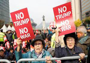 تظاهرات علیه ترامپ در کره جنوبی