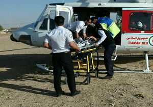 اعزام بالگرد اورژانس زنجان برای امدادرسانی به مصدوم حادثه واژگونی خودرو