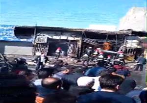انفجار کپسول گاز و آتش‌سوزی مغازه در ساوه + فیلم