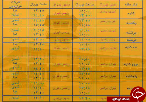 پرواز‌های جمعه یکم دی از فرودگاه‌های مازندران