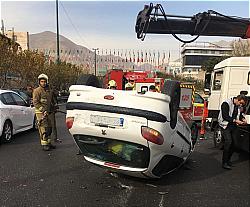 تصادف شدید سه دستگاه خودرو در شمال پایتخت