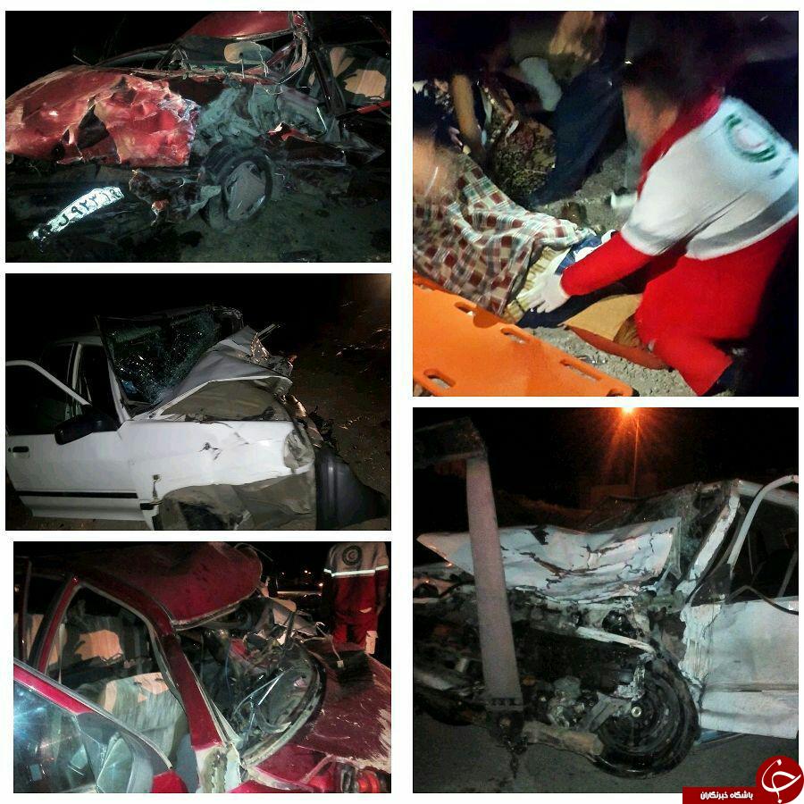 14 کشته و زخمی در تصادف دو دستگاه خودرو+تصویر