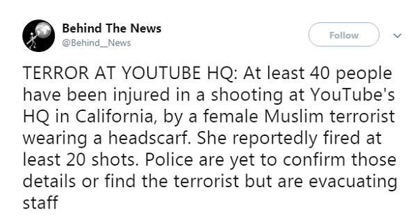 اخبار کذب حادثه ترور دفتر یوتیوب