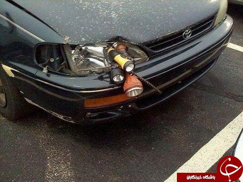 ابتکار خنده دار برای تعمیر خودروها +تصاویر