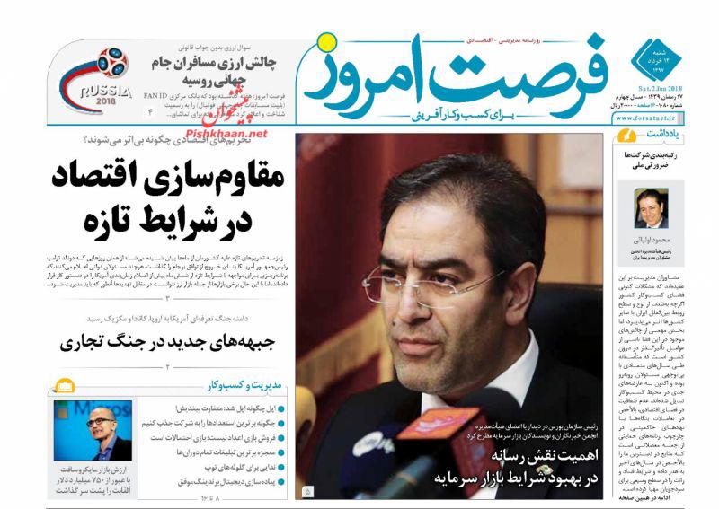 صفحه نخست روزنامه های اقتصادی 12 خردادماه