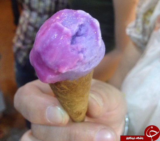بستنی که به هنگام خوردن تغییر رنگ می‌دهد+ تصاویر