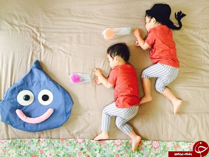 استفاده جالب مادر خلاق از خواب کودکانش + تصاویر