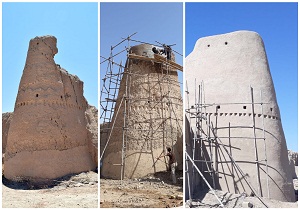 اتمام مرحله اول مرمت برج و باروی شهر بسطام و سبک سازی بام مسجد ایلخانی