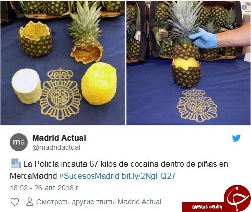در اسپانیا آناناس با طعم کوکائین یافت شد + فیلم