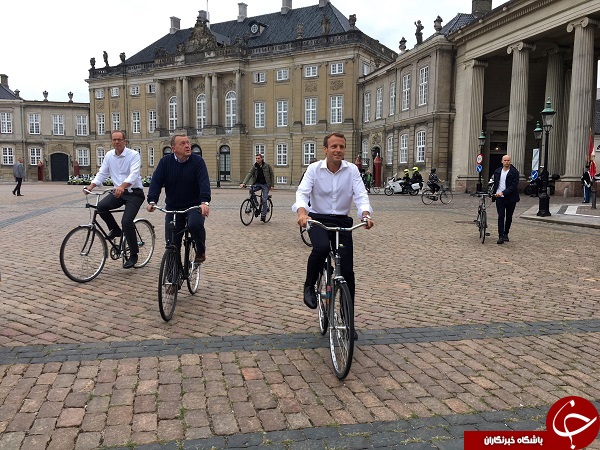 خوشگذرانی مکرون و نخست وزیر دانمارک در خیابان های کپنهاگ+ تصاویر
