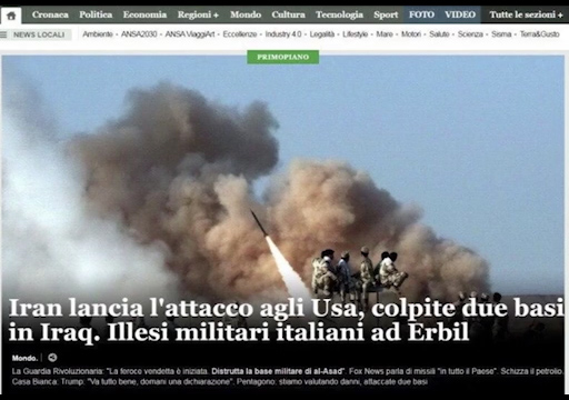 بازتاب حمله موشکی ایران به عین الاسد در ایتالیا + فیلم