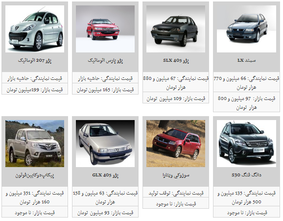 قیمت محصولات ایران خودرو در ۲۶ بهمن