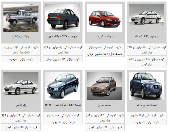 قیمت محصولات ایران خودرو در ۱۰ اسفند