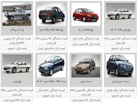 قیمت محصولات ایران خودرو در ۲۴ اسفند