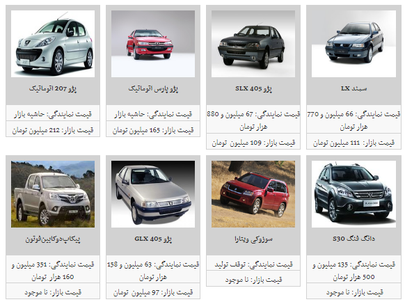 قیمت محصولات ایران خودرو در ۵ اسفند