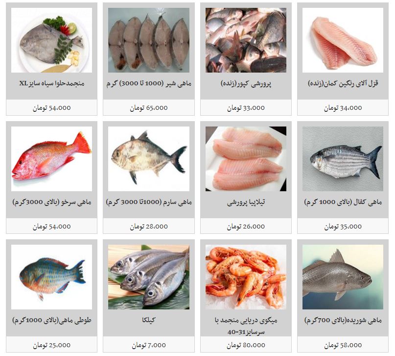 قیمت انواع ماهی زنده و منجمد در غرفه تره بار