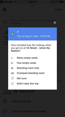 ویژگی جدید گوگل مپ وضعیت شلوغی قطار مترو را به شما نشان می‌دهد