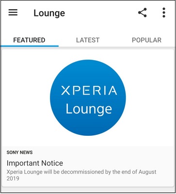 سونی نرم افزار Xperia Lounge را از بین می‌برد