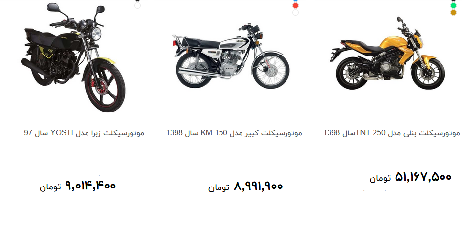 انواع موتورسیکلت در بازار چند؟ + قیمت