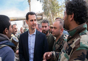 حضور خطرناک بشار اسد در خط مقدم نبرد ارتش سوریه + فیلم