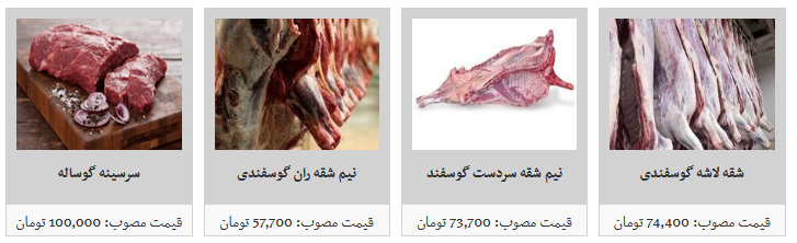 انواع گوشت تازه گوساله و گوسفندی وارداتی در غرفه های تره بار چند قیمت است؟