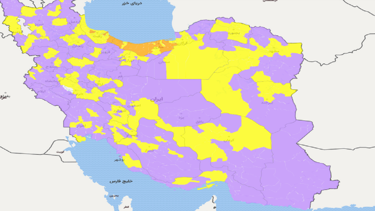 آخرین رنگ‌بندی کرونایی شهر‌های کشور/ نقشه ایران آبی تر شد