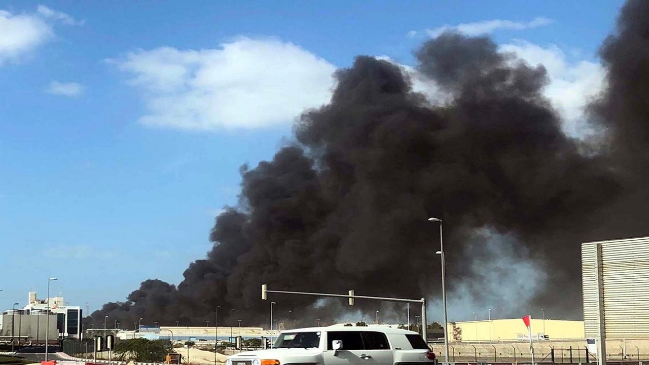آتش‌سوزی در بندر زاید امارات