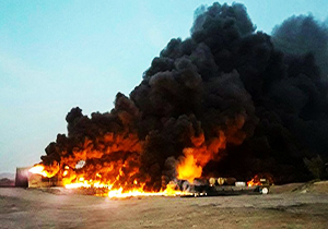 حریق گسترده مخزن سوخت در اقلیم کردستان عراق + فیلم