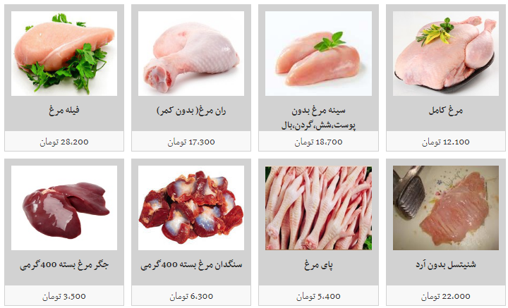 نرخ هر کیلو گوشت مرغ بسته بندی و قطعه بندی در میادین میوه و تره بار