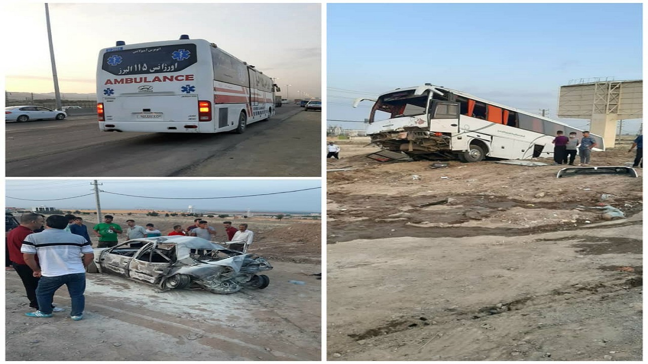 تصادف مرگبار در آزاد راه کرج - قزوین / ۲۵ نفر کشته و مصدوم شدند