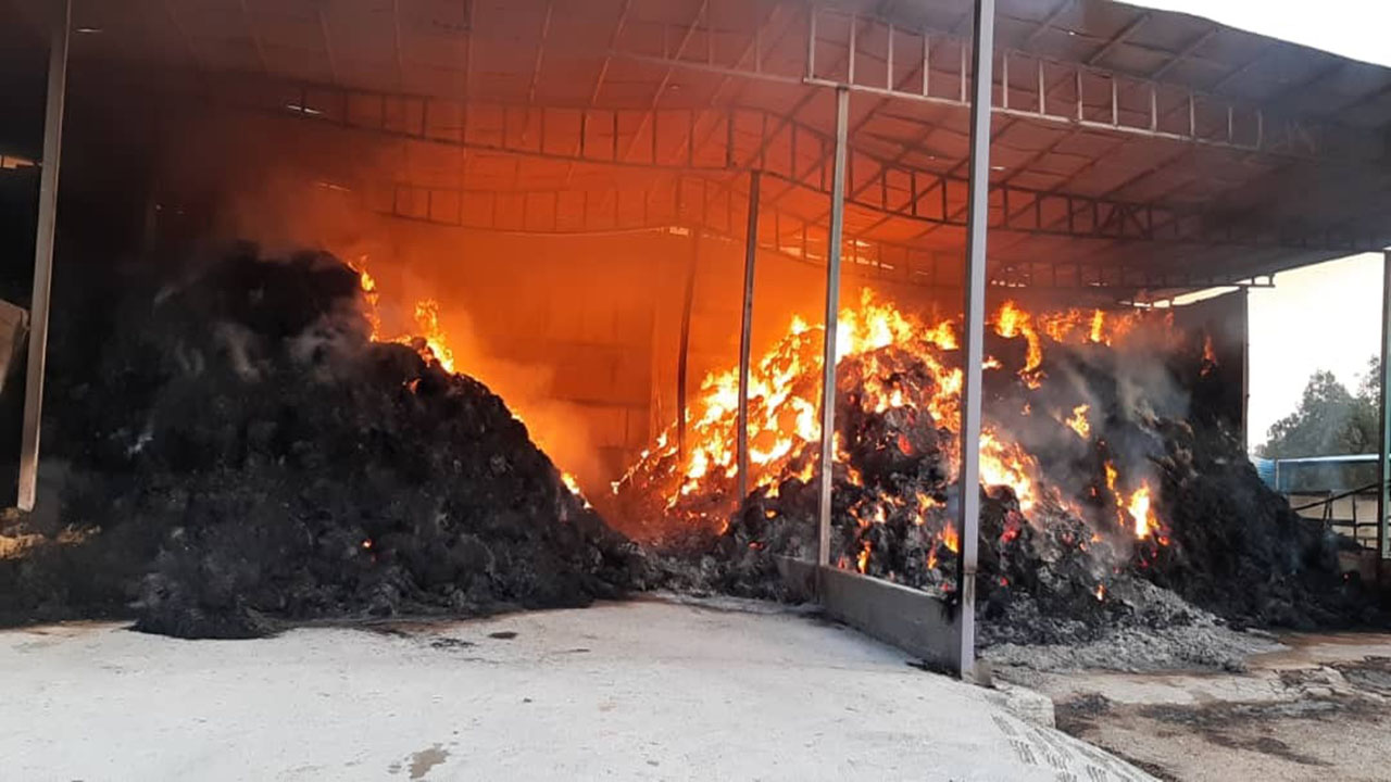 ماراتن ۱۲ ساعته آتش‌نشانان کازرونی برای مهار آتش در انبار علوفه + تصاویر
